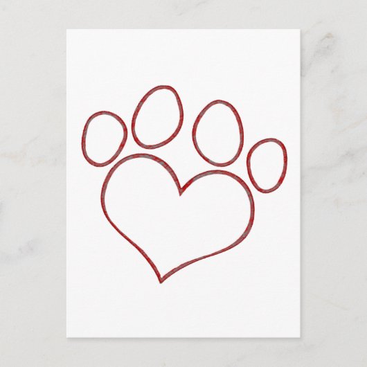 Heart Shaped Paw Print Dog Katze Welpe Kitten Postkarte (Vorderseite)
