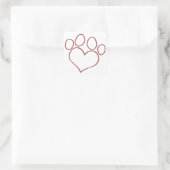 Heart Shaped Paw Print Dog Katze Welpe Kitten Quadratischer Aufkleber (Tasche)