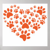 Heart Shaped Paw Prints Poster (Vorne)
