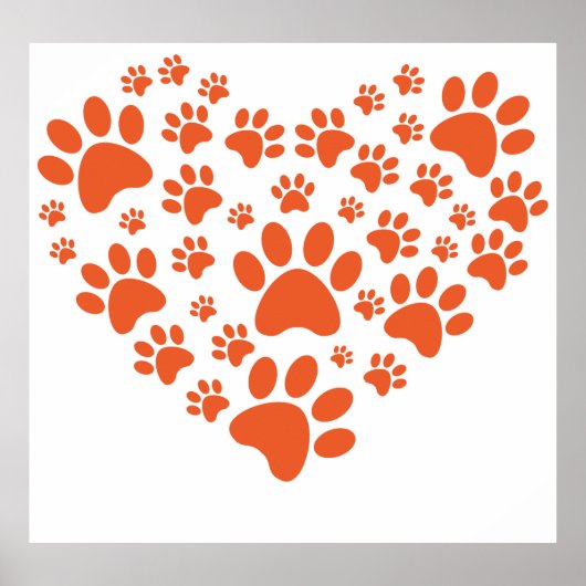 Heart Shaped Paw Prints Poster (Vorne)
