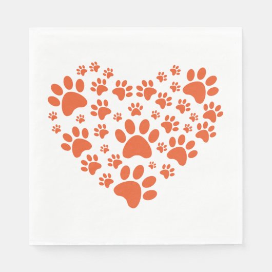 Heart Shaped Paw Prints Serviette (Vorderseite)
