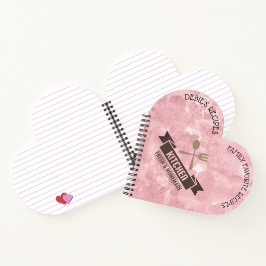 Heart Shaped Personalisiert Recipe Book Notizblock (Innenseite)