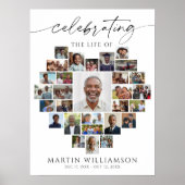 Heart Shaped Photo Collage Celebrating the Life Poster (Vorne)