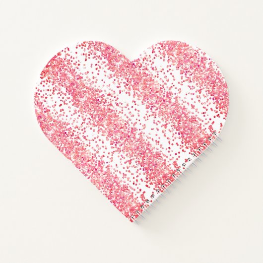 Heart Shaped Pink Glitzer Sparkle Spiral Notebook Notizblock (Rückseite)