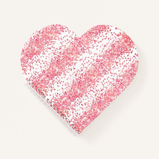 Heart Shaped Pink Glitzer Sparkle Spiral Notebook Notizblock (Vorderseite)