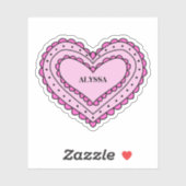 Heart Shaped Pink Name Sticker for Girls (Blatt)