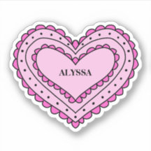 Heart Shaped Pink Name Sticker for Girls