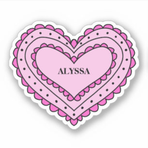 Heart Shaped Pink Name Sticker for Girls