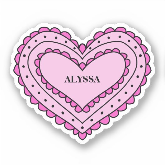 Heart Shaped Pink Name Sticker for Girls (Vorderseite)