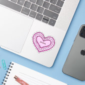 Heart Shaped Pink Name Sticker for Girls (Laptop mit iPhone)