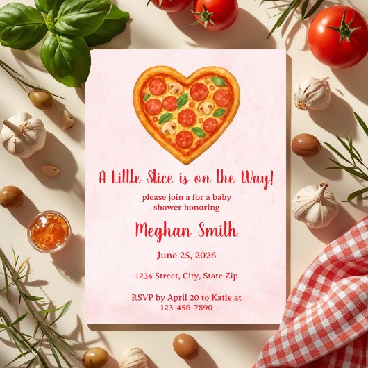 Heart Shaped Pizza Baby Shower Invitation Einladung
