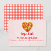 Heart Shaped Pizza Diaper Raffle Insert | Red Dankeskarte (Vorne/Hinten)