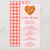 Heart Shaped Pizza Menu Card | Red Checkered Menükarte (Vorne/Hinten)