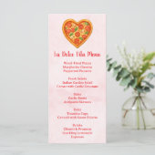Heart Shaped Pizza Menu Card | Red Checkered Menükarte (Stehend Vorderseite)