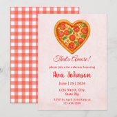 Heart Shaped Pizza Party Shower Invitation Einladung (Vorne/Hinten)