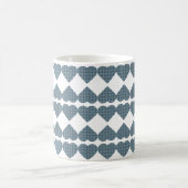 Heart Shaped Plaid Blue Gray Kaffeetasse (Mittel)