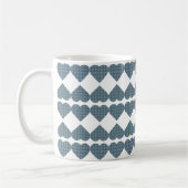 Heart Shaped Plaid Blue Gray Kaffeetasse (Links)