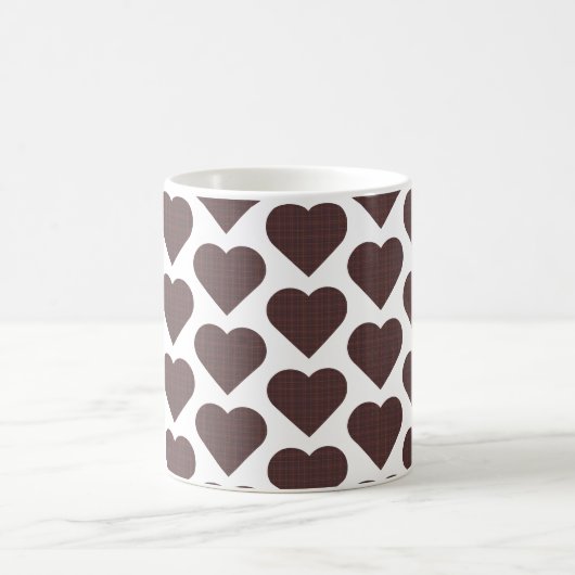 Heart Shaped Plaid Brown Blue Kaffeetasse (Mittel)