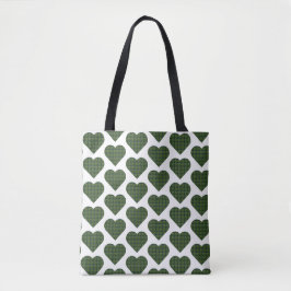 Heart Shaped Plaid Dark Green Tasche