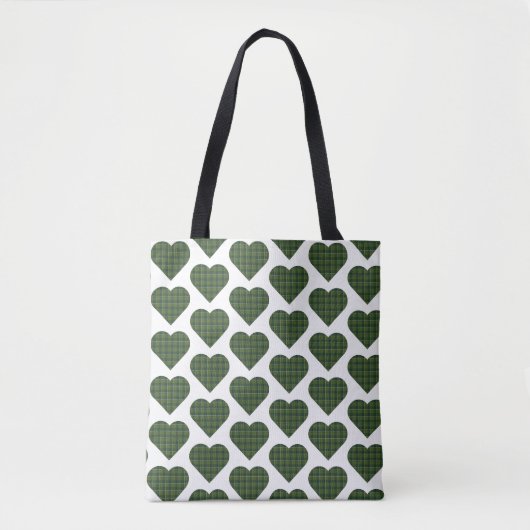 Heart Shaped Plaid Dark Green Tasche (Vorderseite)