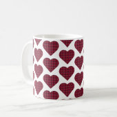 Heart Shaped Plaid Dark Red Burgundy Kaffeetasse (Vorderseite Links)