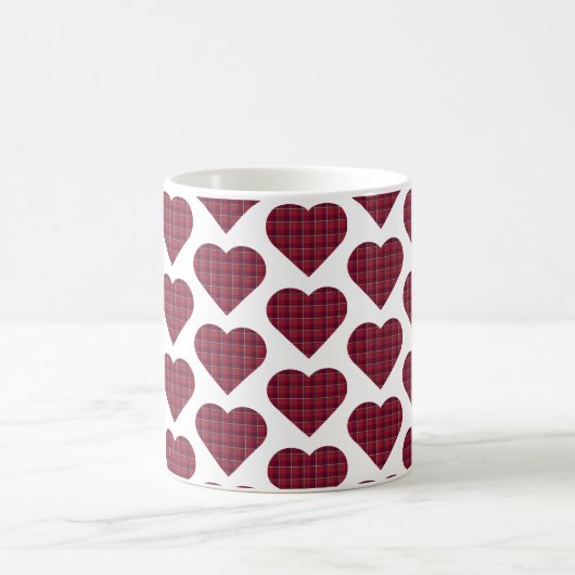 Heart Shaped Plaid Dark Red Burgundy Kaffeetasse (Mittel)