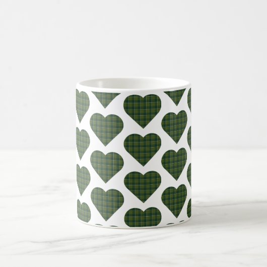 Heart Shaped Plaid Green Evergreen Kaffeetasse (Mittel)
