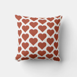 Heart Shaped Plaid Orange Maroon Burgundy Kissen