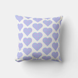 Heart Shaped Plaid Pink Blue Pastel Kissen