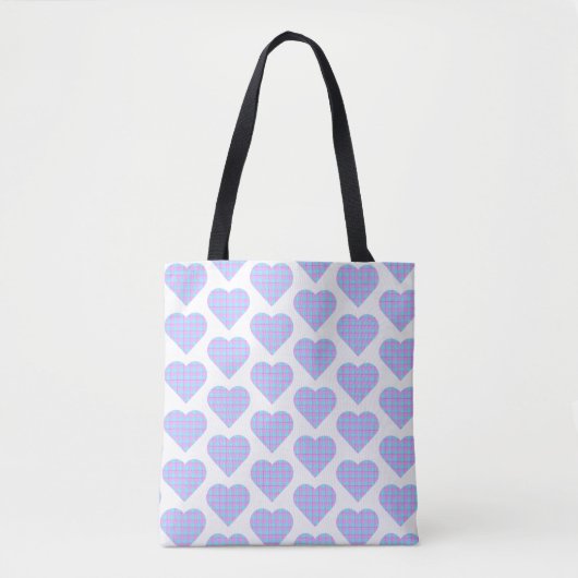 Heart Shaped Plaid Pink Blue Tasche (Vorderseite)