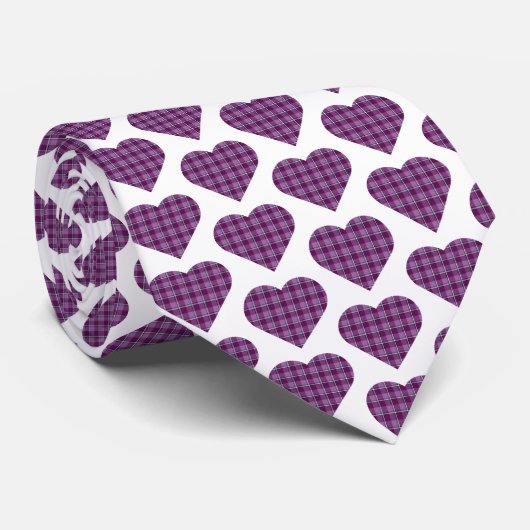 Heart Shaped Plaid Purple Pink Neck Tie Krawatte (Gerollt)