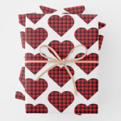Heart Shaped Plaid Red Black Buffalo Geschenkpapier Set (Beispiel)
