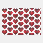 Heart Shaped Plaid Red Black Buffalo Geschenkpapier Set (Vorderseite)