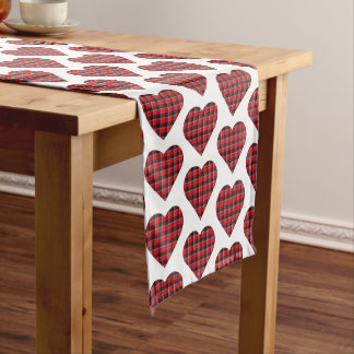 Heart Shaped Plaid Red Black Buffalo Table Runner Kurzer Tischläufer