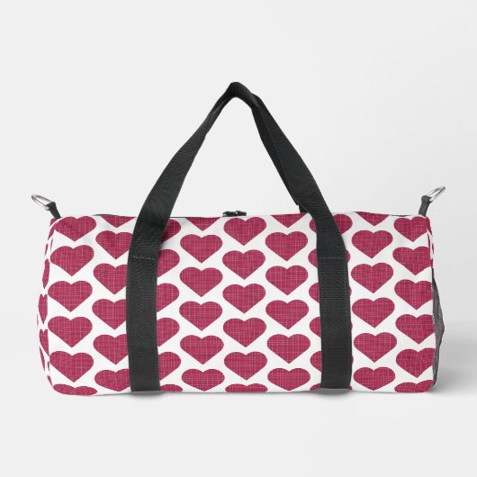 Heart Shaped Plaid Red Pink Duffle Bag (Vorderseite)