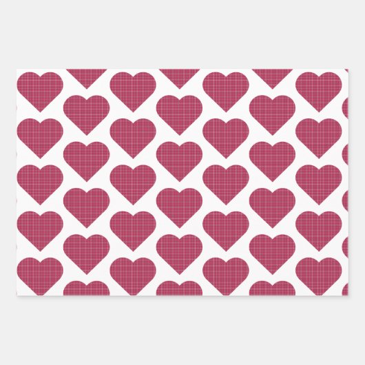 Heart Shaped Plaid Red Pink Geschenkpapier Set (Vorderseite 2)
