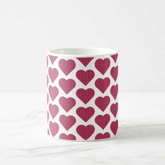 Heart Shaped Plaid Red Pink Kaffeetasse (Mittel)
