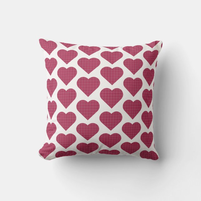 Heart Shaped Plaid Red Pink  Kissen (Vorderseite)