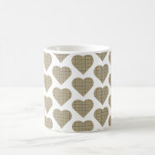 Heart Shaped Plaid Tan Blue White Kaffeetasse (Mittel)