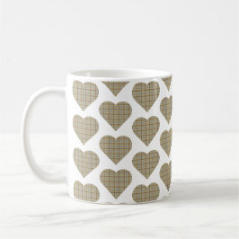 Heart Shaped Plaid Tan Blue White Kaffeetasse