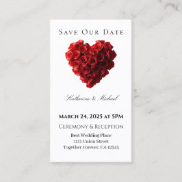 Heart Shaped Red Rose-Save the Date- Visitenkarte