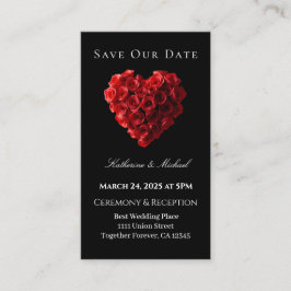 Heart Shaped Red Rose-Save the Date- Visitenkarte