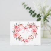 Heart-Shaped Rose Wreath Romantic Valentine’s Day  Postkarte (Stehend Vorderseite)