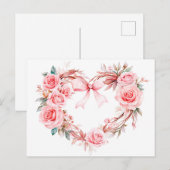 Heart-Shaped Rose Wreath Romantic Valentine’s Day  Postkarte (Vorne/Hinten)