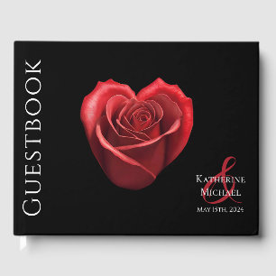 Heart Shaped Rote Rose Wedding Gästebuch
