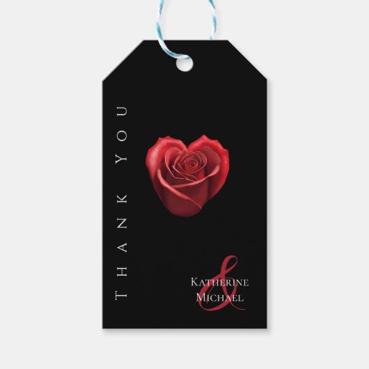Heart Shaped Rote Rose Wedding Vielen Dank Geschenkanhänger (Vorderseite)