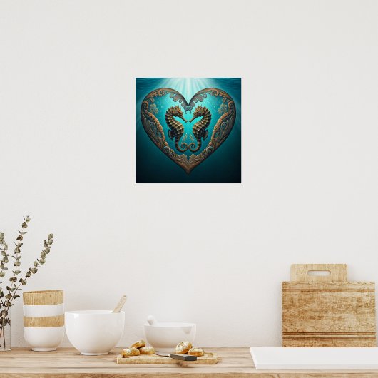 Heart Shaped Sheahorses Poster (Küche)