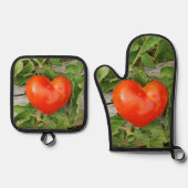 Heart Shaped Tomato Ofenhandschuh & Topflappen-Set (Vorderseite)