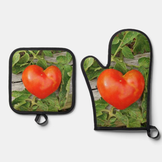 Heart Shaped Tomato Ofenhandschuh & Topflappen-Set (Vorderseite)
