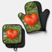 Heart Shaped Tomato Ofenhandschuh & Topflappen-Set (Vorderseite/Rückseite)